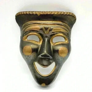 Handmade Solid Wall Decor Brass Comedy Smiling Face Gold/Black Very Nice Styling